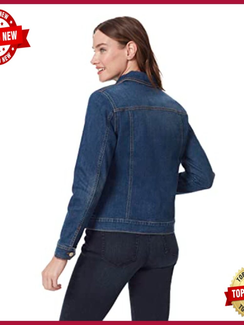 Button Down Denim Jean Jacket Regular Fit Functional Pockets - Picture 3 of 5